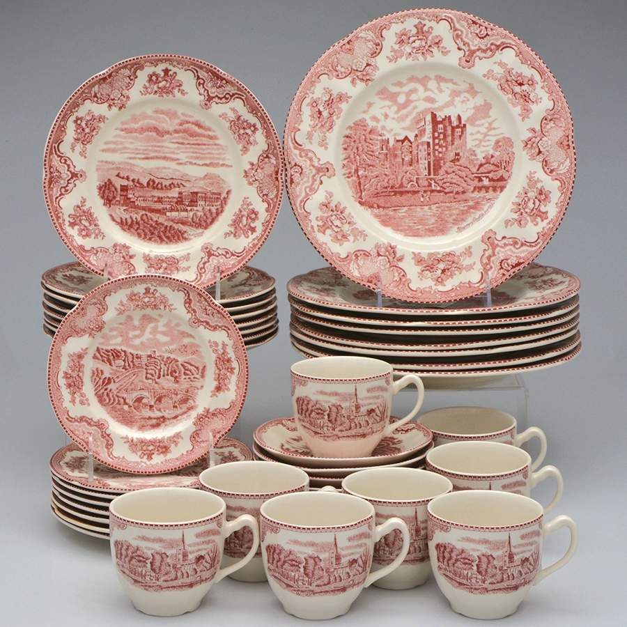 Old Britain Castles Pink (England 1883 Stamp) 40 Piece Set by Johnson Brothers-1