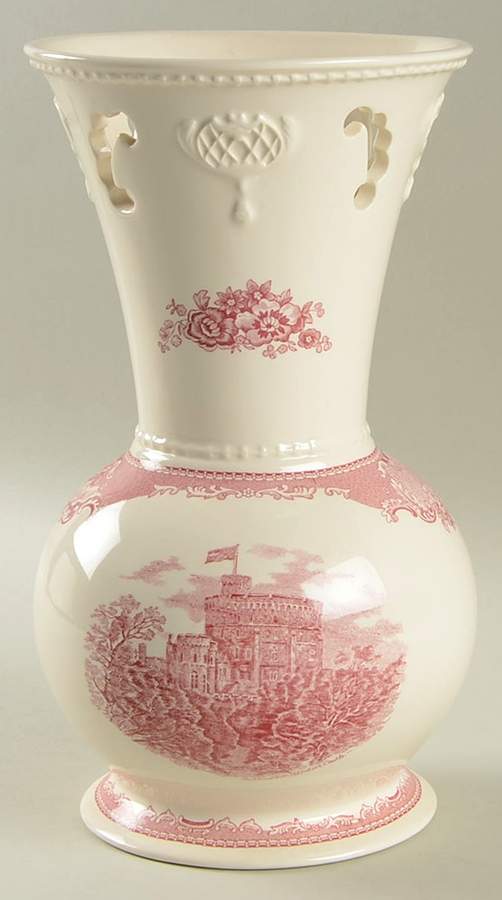 Old Britain Castles Pink (England 1883 Stamp) 9" Pierced Vase by Johnson Brothers-1