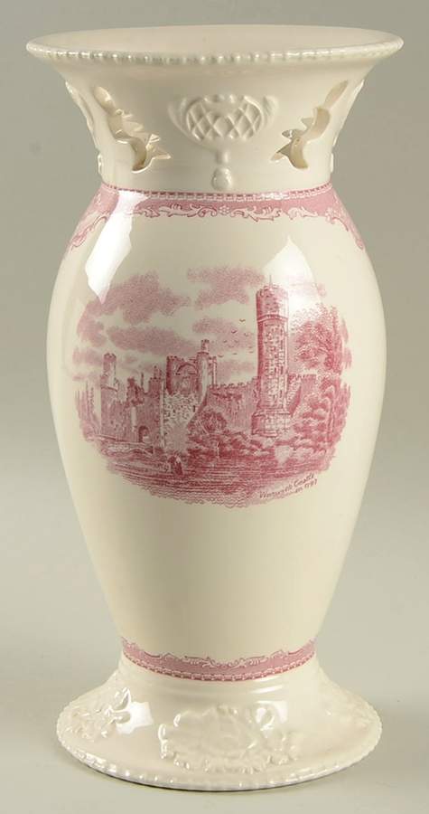 Old Britain Castles Pink (England 1883 Stamp) 9" Pierced Vase by Johnson Brothers-1