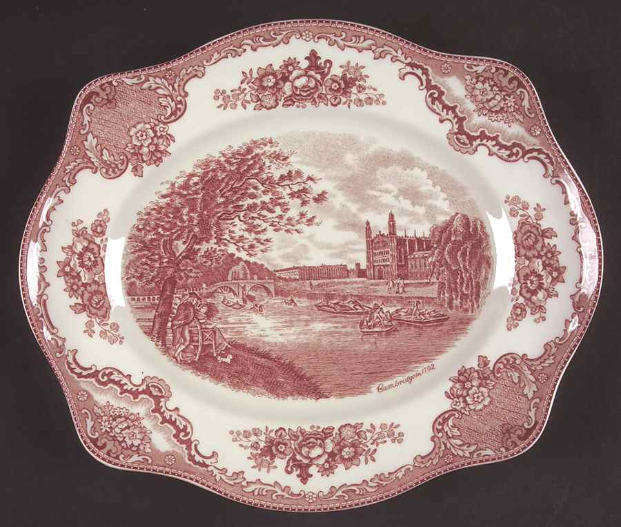 Old Britain Castles Pink (England 1883 Stamp) 11" Oval Serving Platter by Johnson Brothers-1