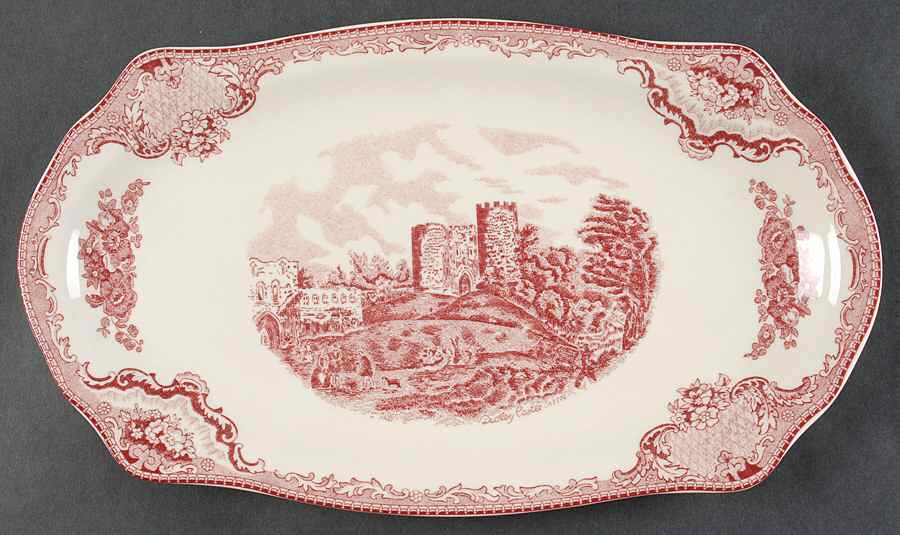 Old Britain Castles Pink (England 1883 Stamp) Large Sandwich Tray by Johnson Brothers-1