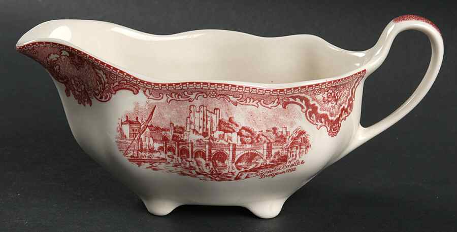 Old Britain Castles Pink (England 1883 Stamp) Gravy Boat by Johnson Brothers-1