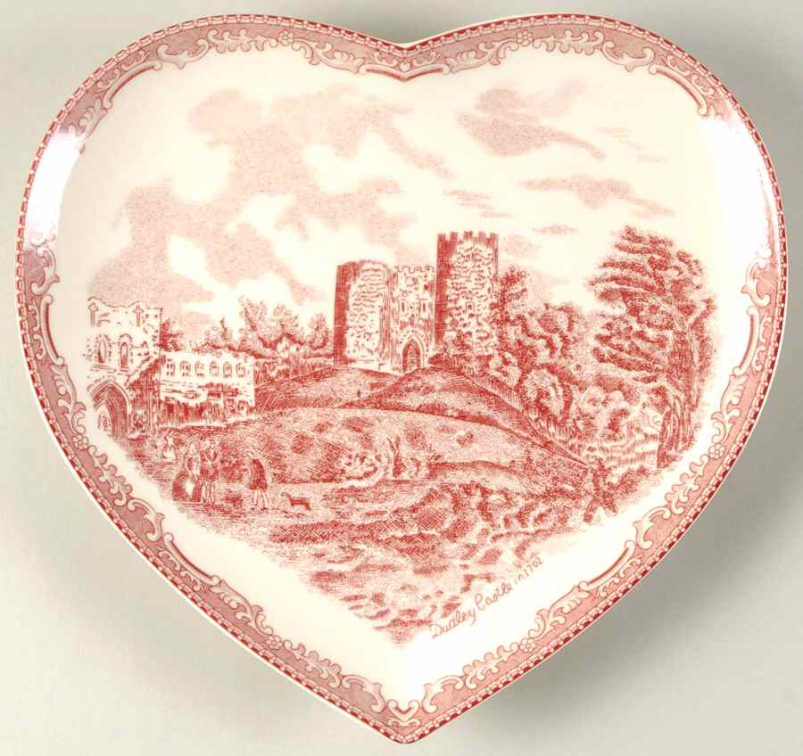Old Britain Castles Pink (England 1883 Stamp) Heart Shaped Dish by Johnson Brothers-1