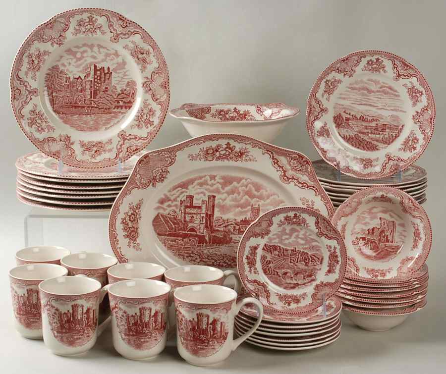 Old Britain Castles Pink (England 1883 Stamp) 42 Piece Set by Johnson Brothers-1