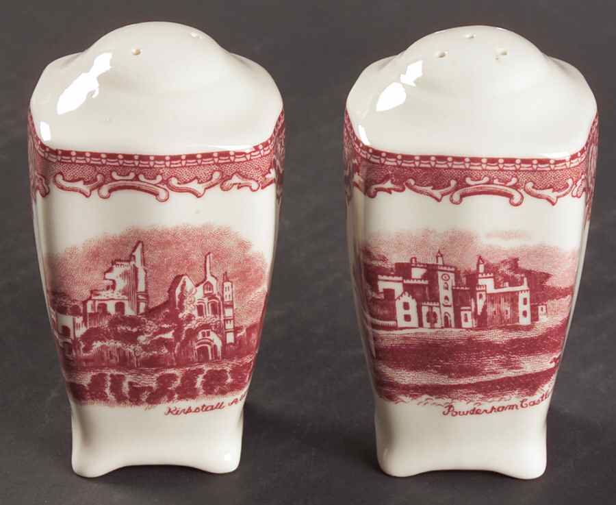 Old Britain Castles Pink (England 1883 Stamp) Salt & Pepper Set by Johnson Brothers-1