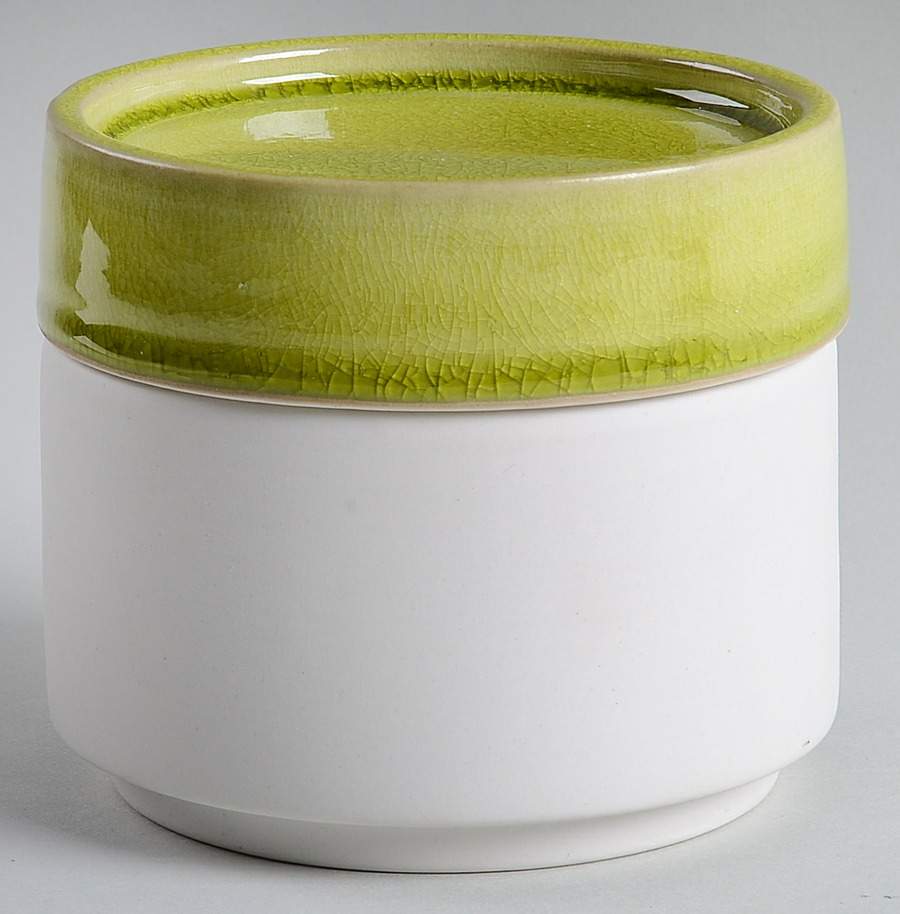 Tourron Tilleul (Avocado Green) Medium Canister & Lid by Jars-France-1