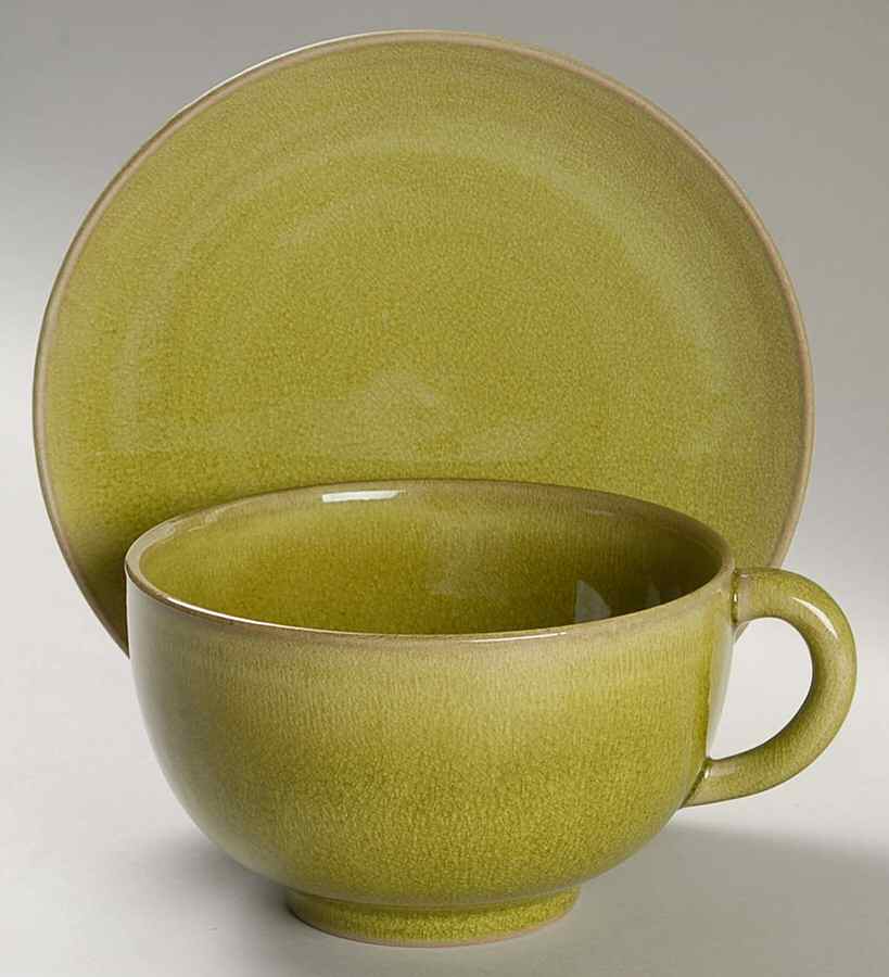 Tourron Tilleul (Avocado Green) Jumbo Cup & Saucer Set by Jars-France-1
