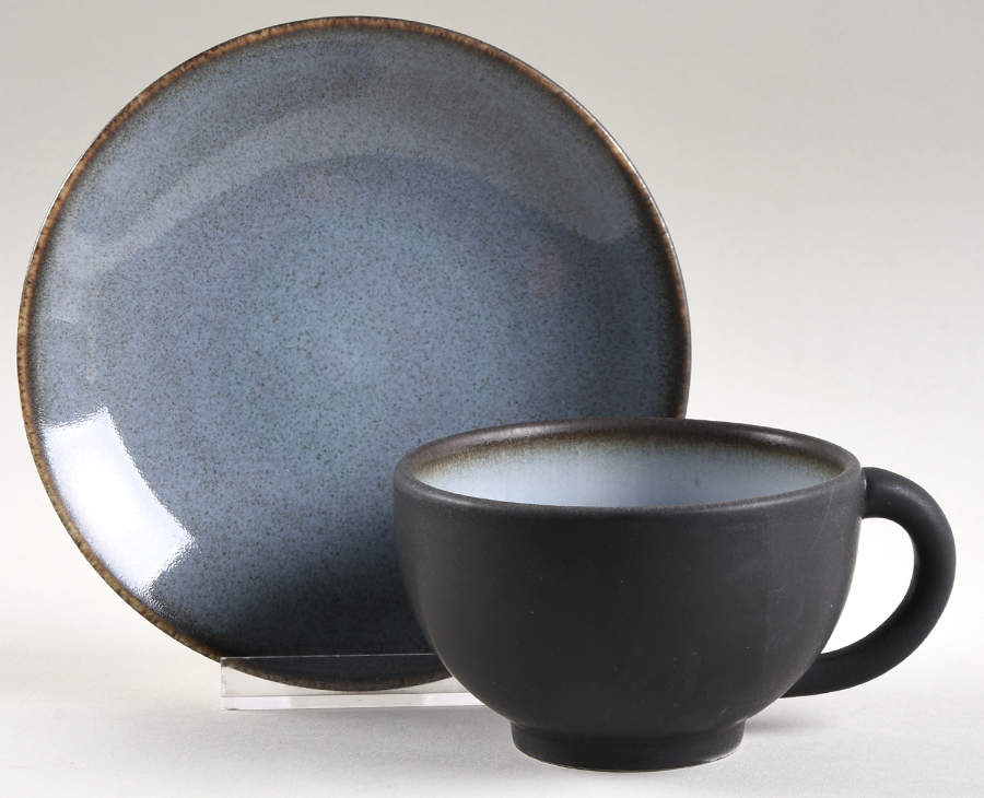 Tourron Gris Ecorce Flat Cup & Saucer Set by Jars-France-1