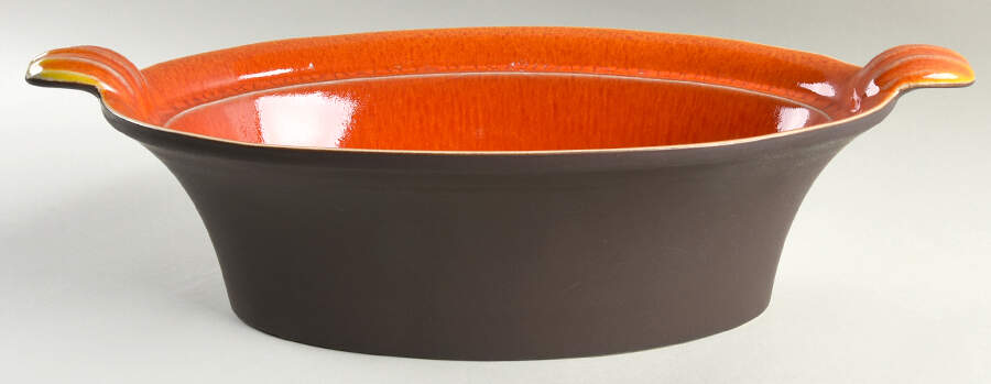 Tourron Orange 2 Quart Oval Covered Casserole No Lid by Jars-France-1