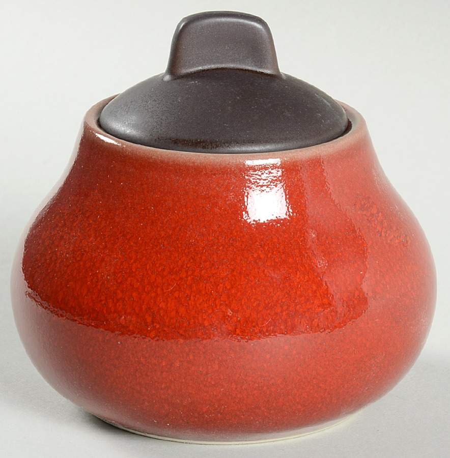 Tourron Cerise (Cherry, Dark Red) Sugar Bowl & Lid by Jars-France-1