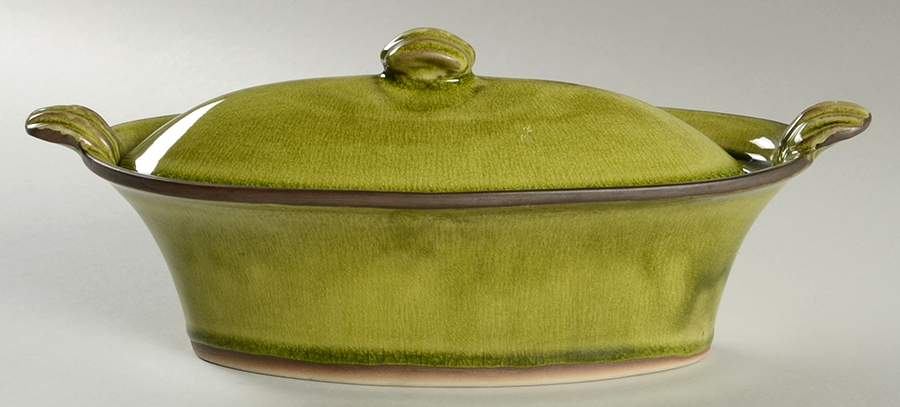 Tanga Tilleul Avocado Green 1 Quart Oval Covered Casserole by Jars-France-1
