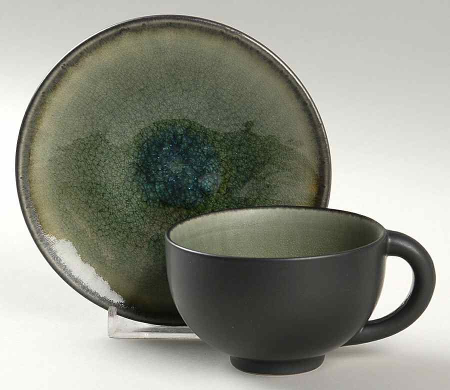 Samoa Vert (Green) Flat Demitasse Cup & Saucer Set by Jars-France-1