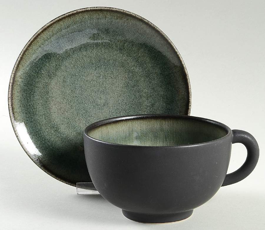 Samoa Vert (Green) Jumbo Cup & Saucer Set by Jars-France-1