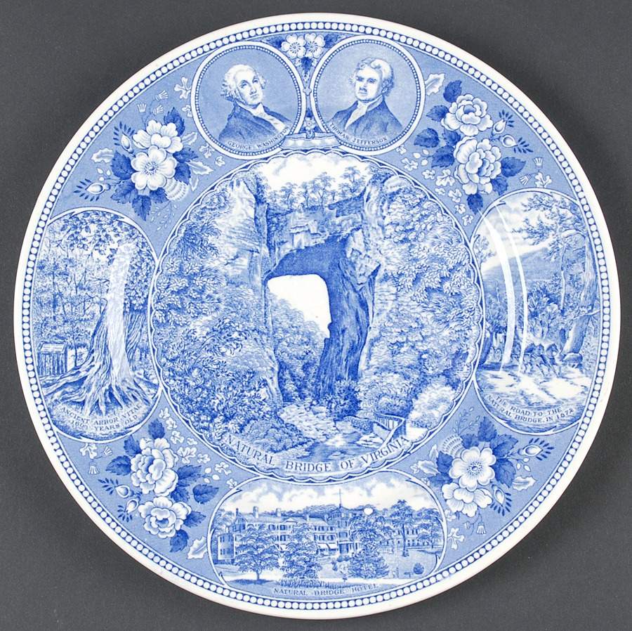 Picturesque Natural Bridge of Virginia Blue Dinner Plate by Jonroth Studios-1