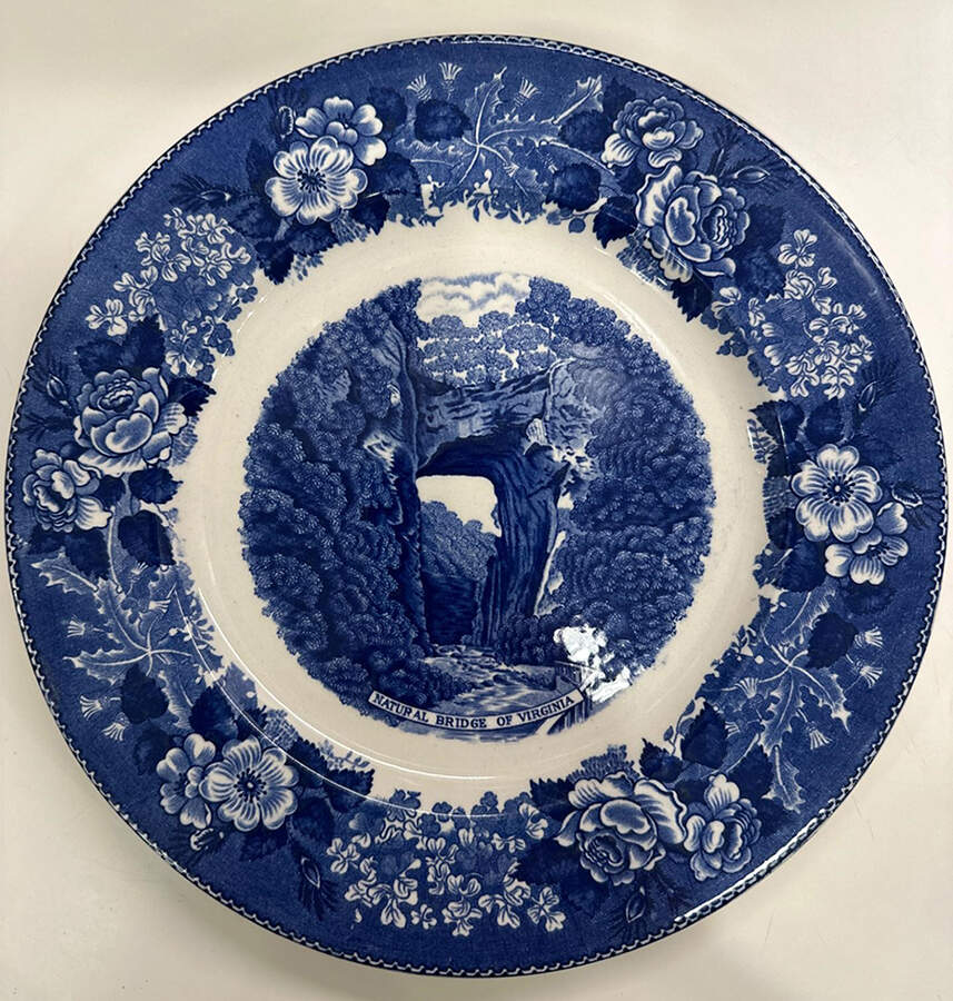 Picturesque Natural Bridge of Virginia Blue Dinner Plate by Jonroth Studios-1