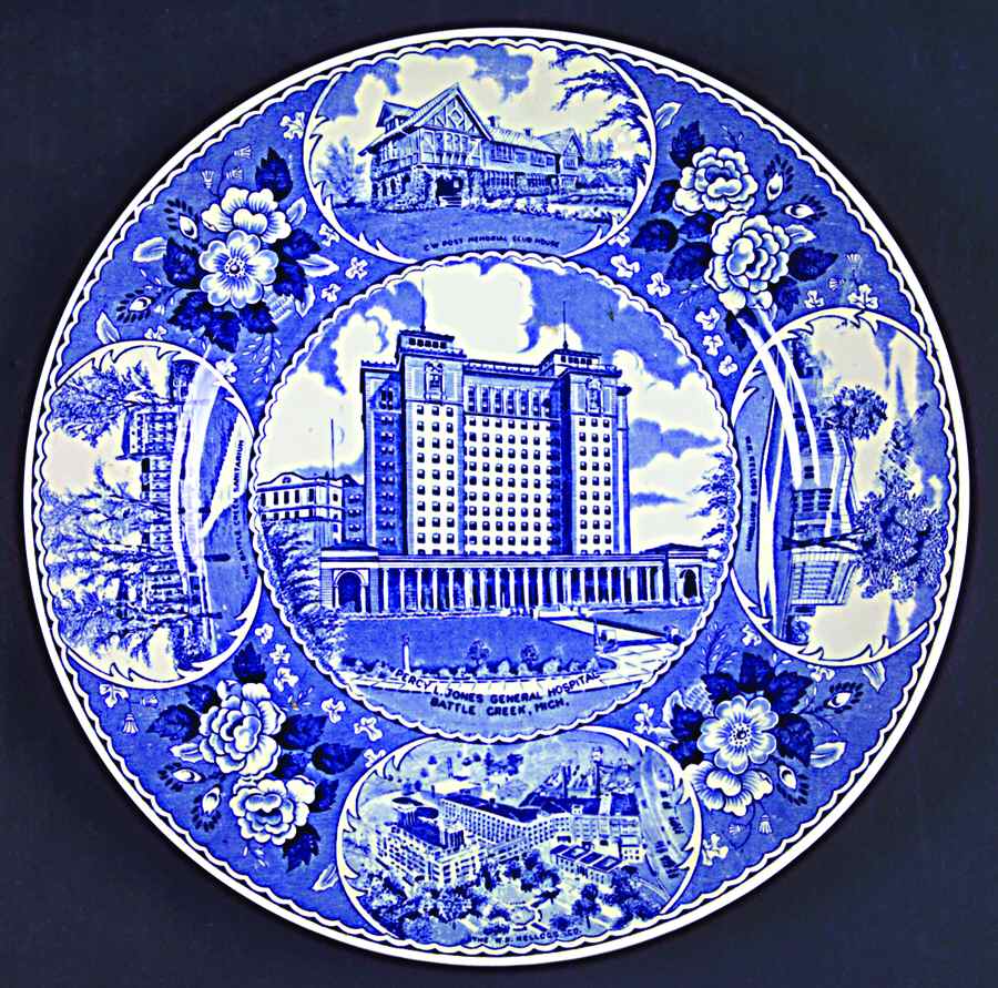 Battlecreek, Michigan Blue Dinner Plate by Jonroth Studios-1