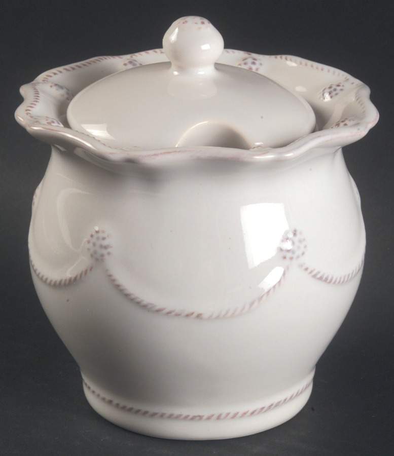 Berry and Thread Whitewash Sugar Bowl & Lid by Juliska Ceramics-1