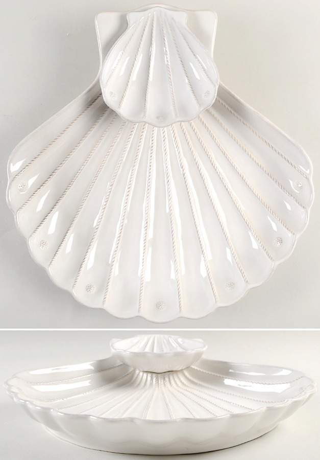 Berry and Thread Whitewash Shell Shaped Dish by Juliska Ceramics-1