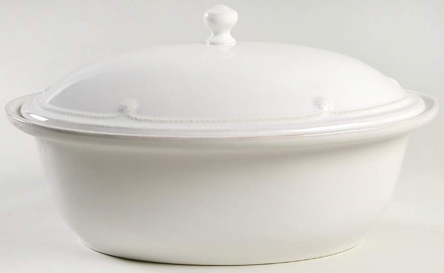Berry and Thread Whitewash 3 Quart Round Covered Casserole by Juliska Ceramics-1