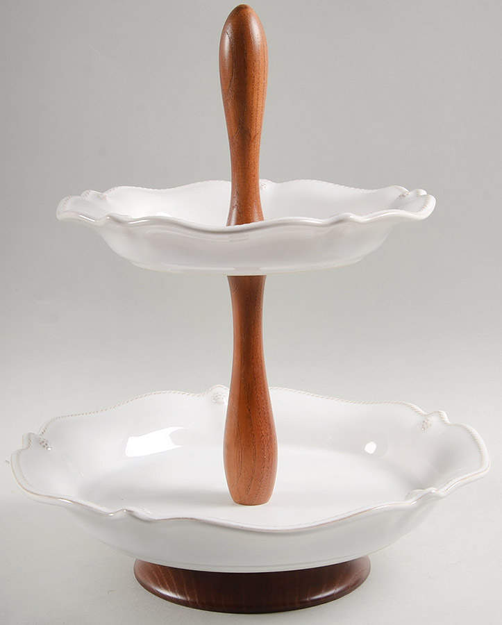 Berry and Thread Whitewash 2 Tiered Pastry Server by Juliska Ceramics-1