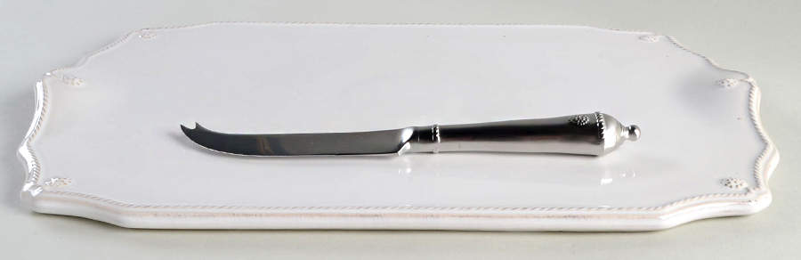 Berry and Thread Whitewash 2 Piece Cheese Dish and Knife Set by Juliska Ceramics-1