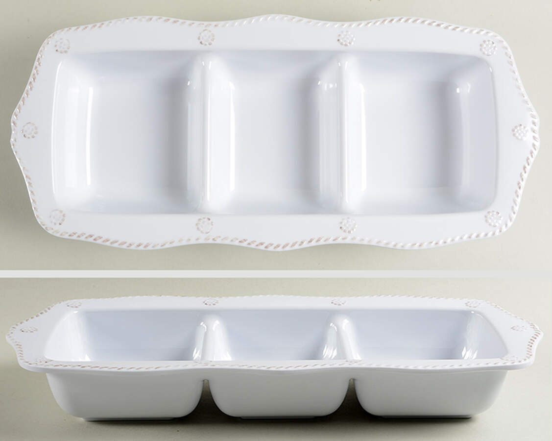 Berry and Thread Whitewash Melamine 3-Part Relish by Juliska Ceramics-1