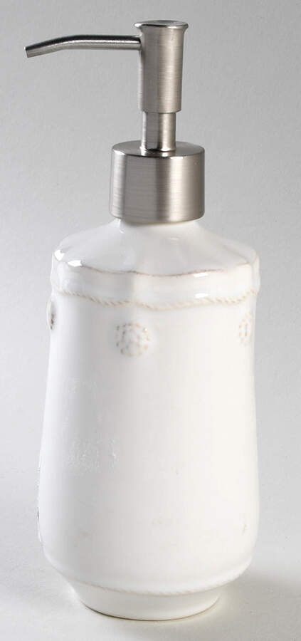 Berry and Thread Whitewash (2) Lotion/Soap Dispenser & Oval Tray Set by Juliska Ceramics-1