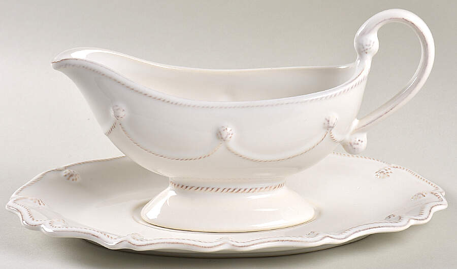Berry and Thread Whitewash Gravy Boat & Underplate by Juliska Ceramics-1