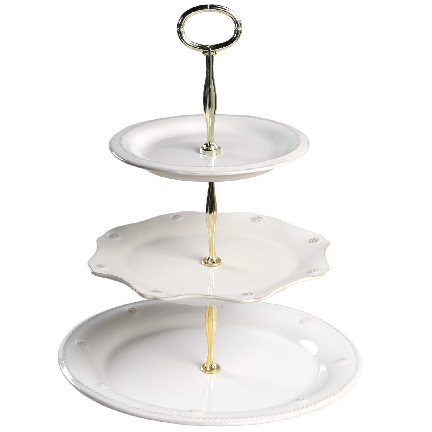 Berry and Thread Whitewash 13 7/8"-14 1/4" 3-Tiered Serving Tray(DP,SP,BB) HC by Juliska Ceramics-1