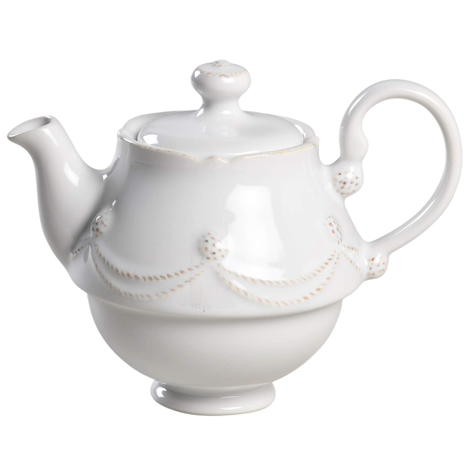 Berry and Thread Whitewash Tea for 1-Teapot & Lid No Cup or Saucer by Juliska Ceramics-1