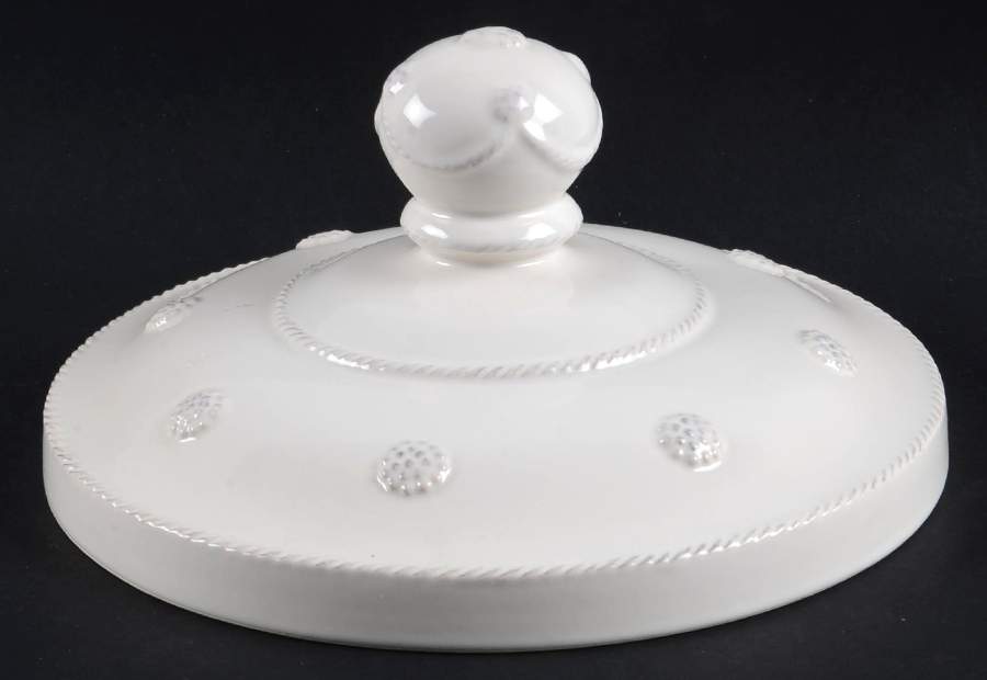 Berry and Thread Whitewash Ceramic Lid for 9 Qt Glass Beverage Dispenser by Juliska Ceramics-1