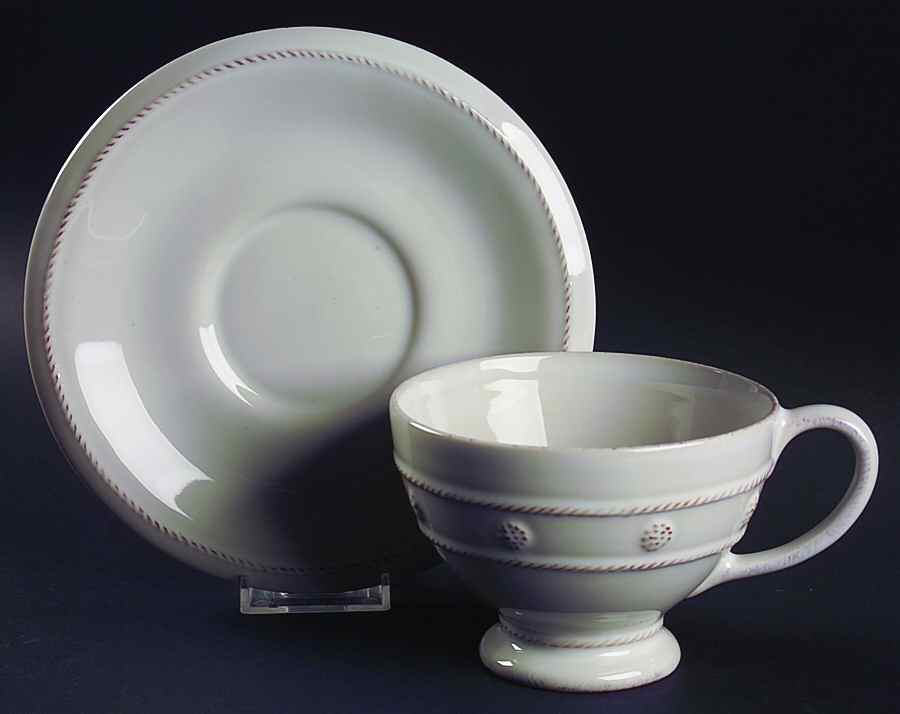 Berry and Thread Whitewash Breakfast Cup & Saucer Set by Juliska Ceramics-1