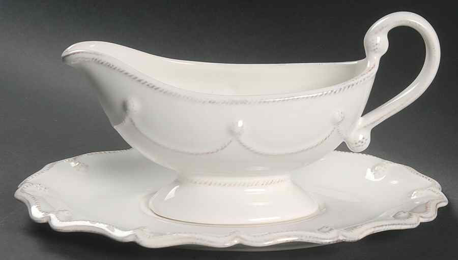 Berry and Thread Whitewash Gravy Boat & Underplate by Juliska Ceramics-1