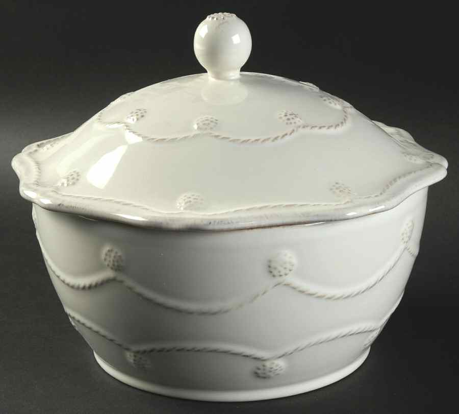 Berry and Thread Whitewash 2 Qt Round Covered Casserole by Juliska Ceramics-1