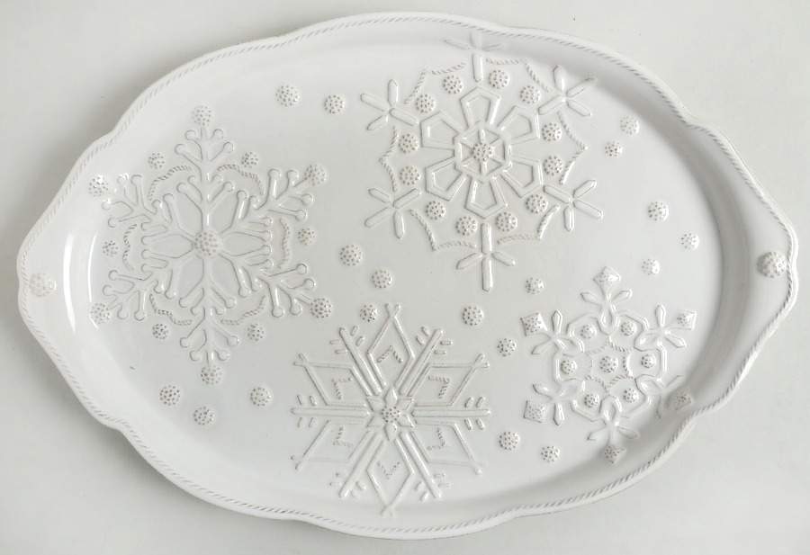 Berry and Thread Whitewash 17" Oval Serving Platter by Juliska Ceramics-1