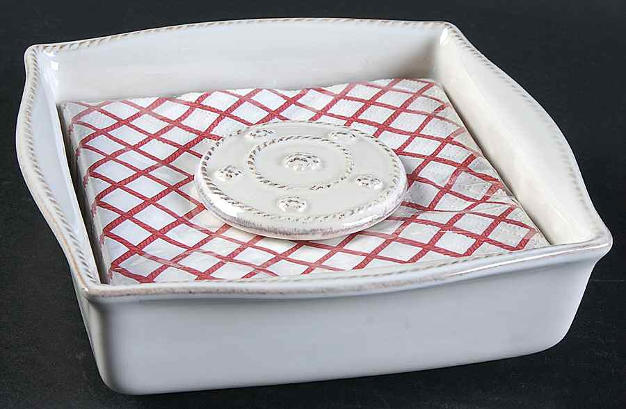 Berry and Thread Whitewash Napkin Holder, Weight & Paper Napkin Set by Juliska Ceramics-1