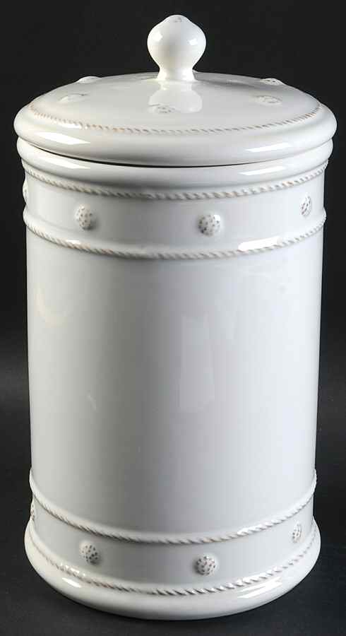 Berry and Thread Whitewash Dog Treats Holder/Jar & Lid by Juliska Ceramics-1
