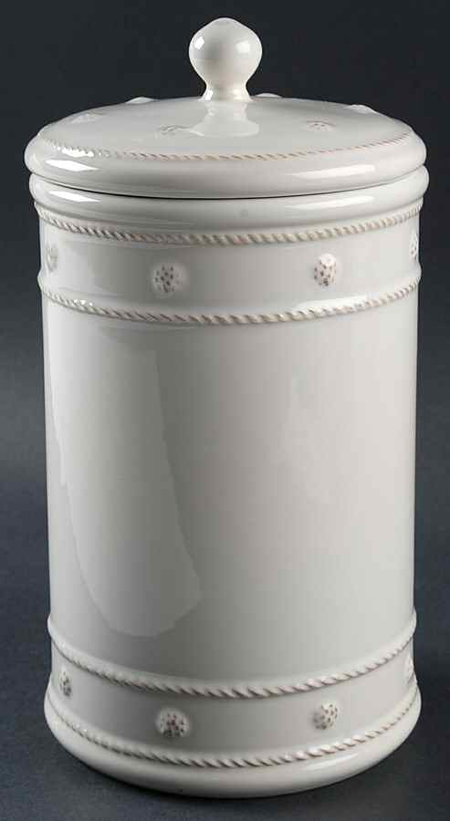 Berry and Thread Whitewash Dog Treats Holder/Jar & Lid by Juliska Ceramics-1
