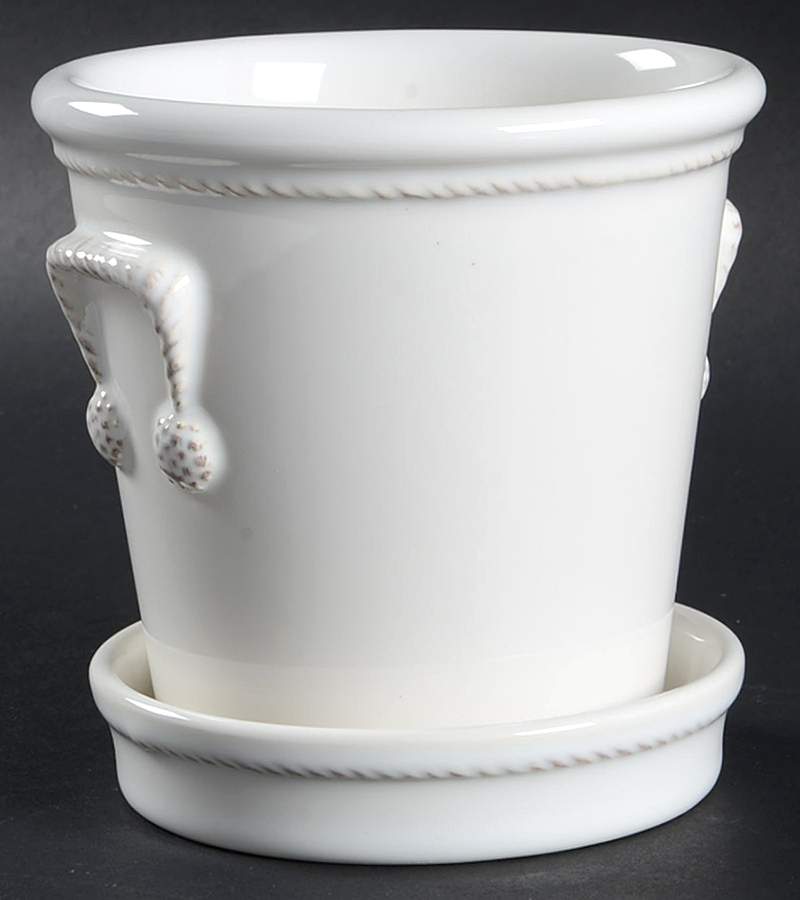 Berry and Thread Whitewash 4" Flower Pot with Underplate by Juliska Ceramics-1