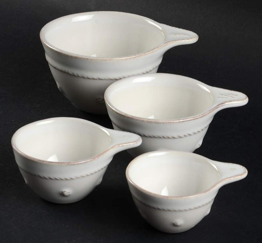 Berry and Thread Whitewash Measuring Cup Set (1 Cup,1/2 Cup,1/3 Cup,1/4 Cup) by Juliska Ceramics-1