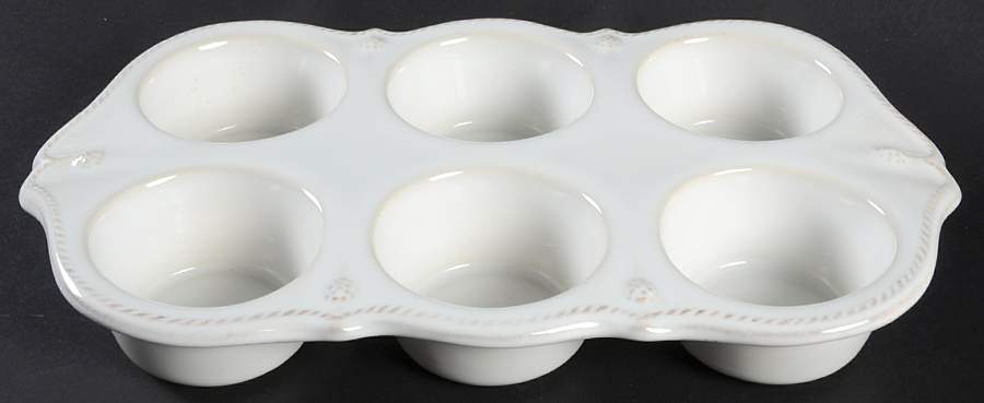 Berry and Thread Whitewash Muffin Pan (Holds 6 Muffins) by Juliska Ceramics-1
