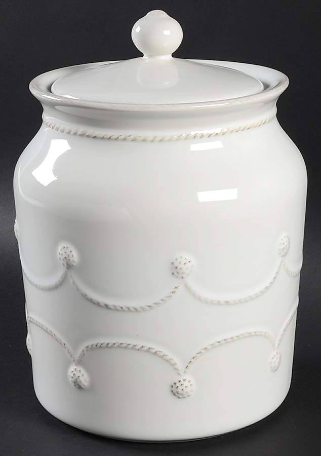 Berry and Thread Whitewash Cookie Jar & Lid by Juliska Ceramics-1