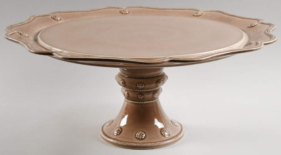 Berry and Thread Cappucino Brown 16" Diameter Pedistal Cake Stand by Juliska Ceramics-1