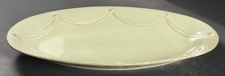 Berry and Thread Pistachio Green 17" Oval Serving Platter by Juliska Ceramics-1