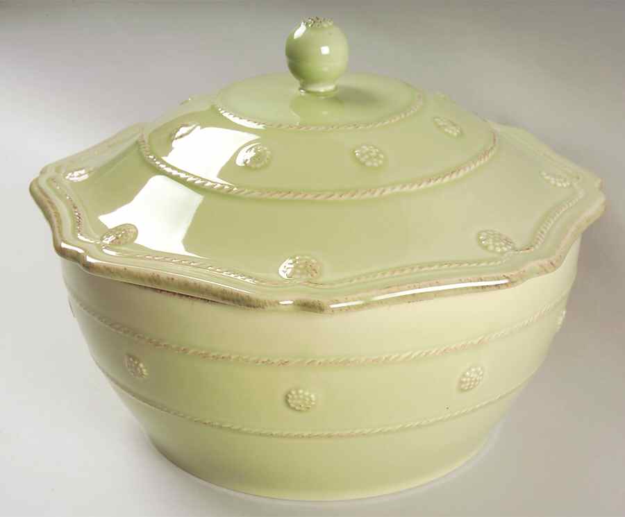 Berry and Thread Pistachio Green 3 Quart Round Covered Casserole by Juliska Ceramics-1