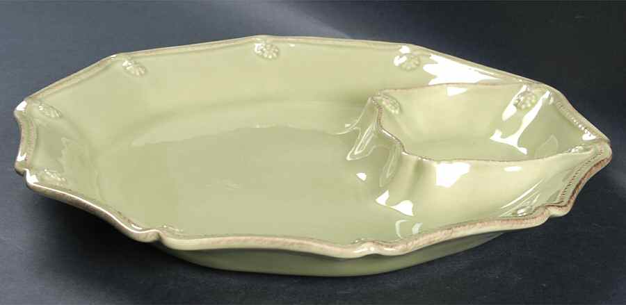 Berry and Thread Pistachio Green Hostess Server Aka Chip/Dip 1pc by Juliska Ceramics-1