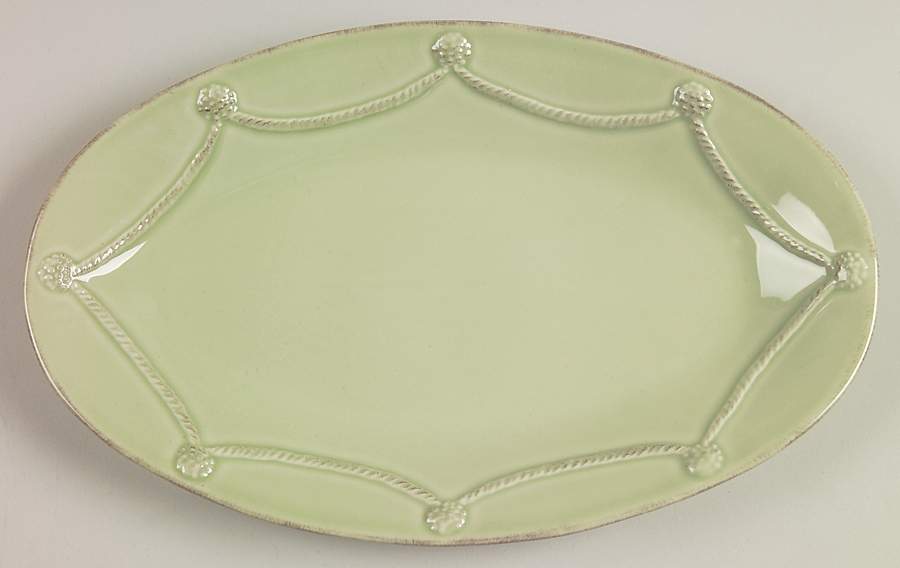 Berry and Thread Pistachio Green 12" Oval Serving Platter by Juliska Ceramics-1