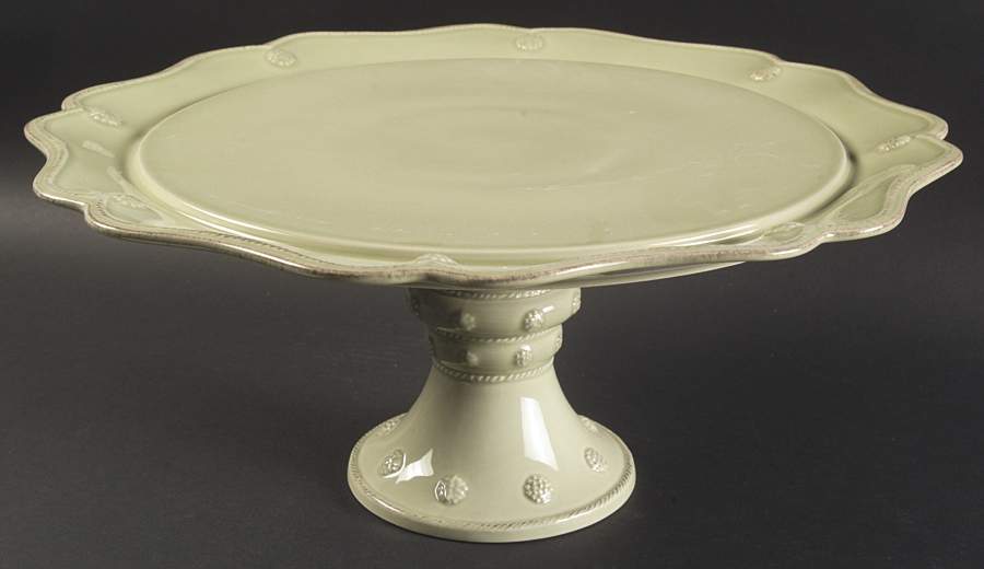 Berry and Thread Pistachio Green 16" Diameter Pedistal Cake Stand by Juliska Ceramics-1