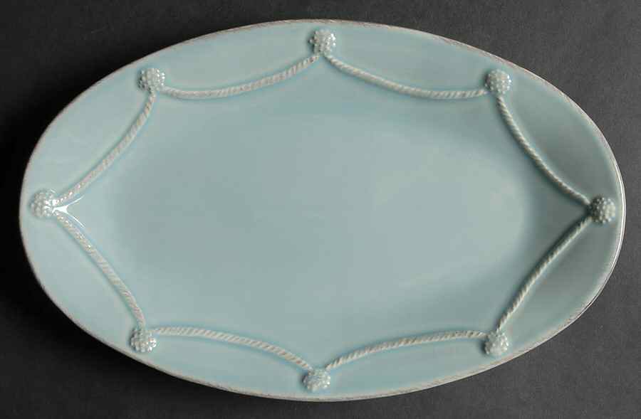 Berry and Thread Ice Blue 12" Oval Serving Platter by Juliska Ceramics-1
