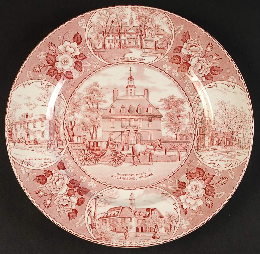 Williamsburg Virginia Red Dinner Plate by Jonroth Studios-1